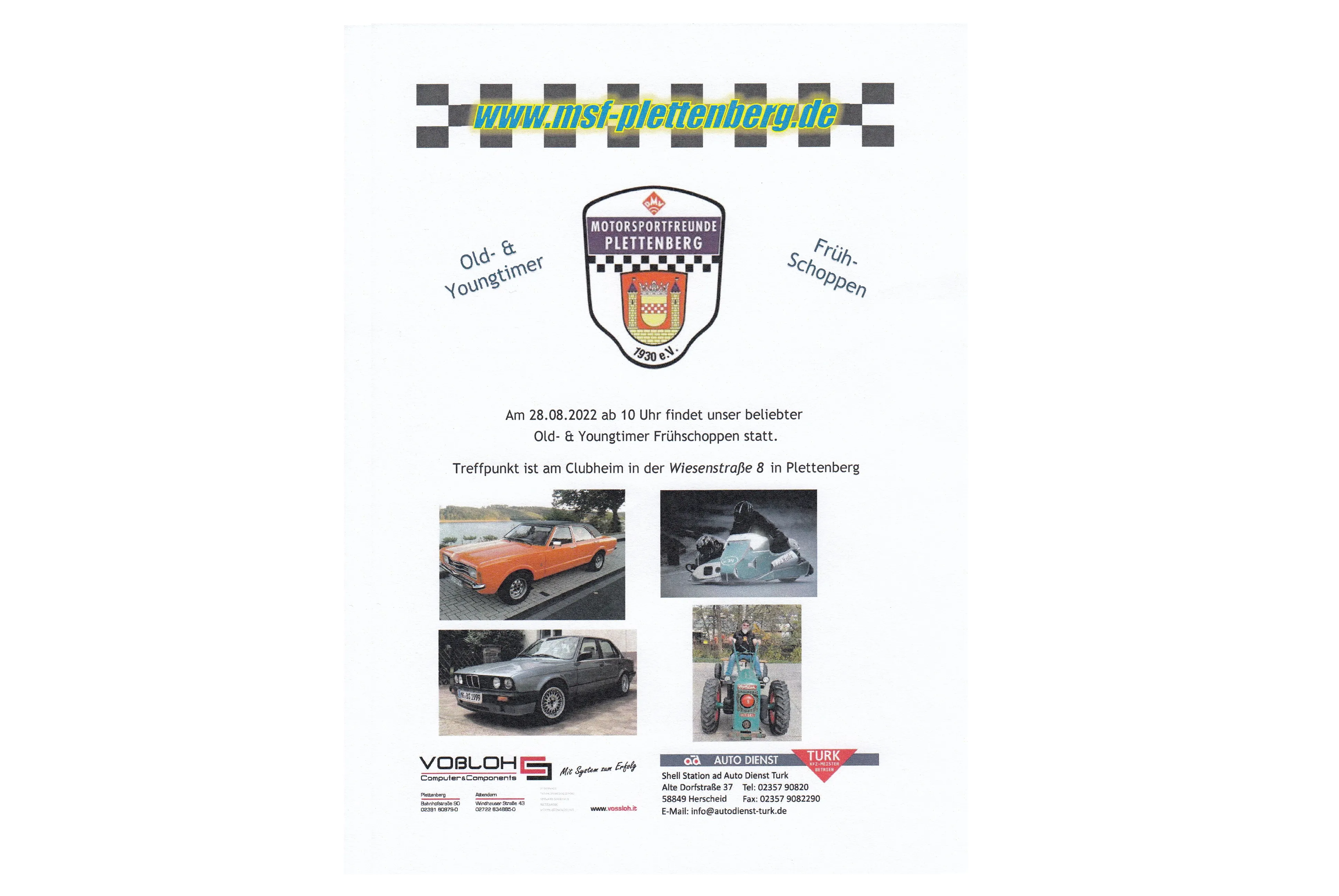 Flyer zum Oldtimer-Frühschoppen am 28.08.2022