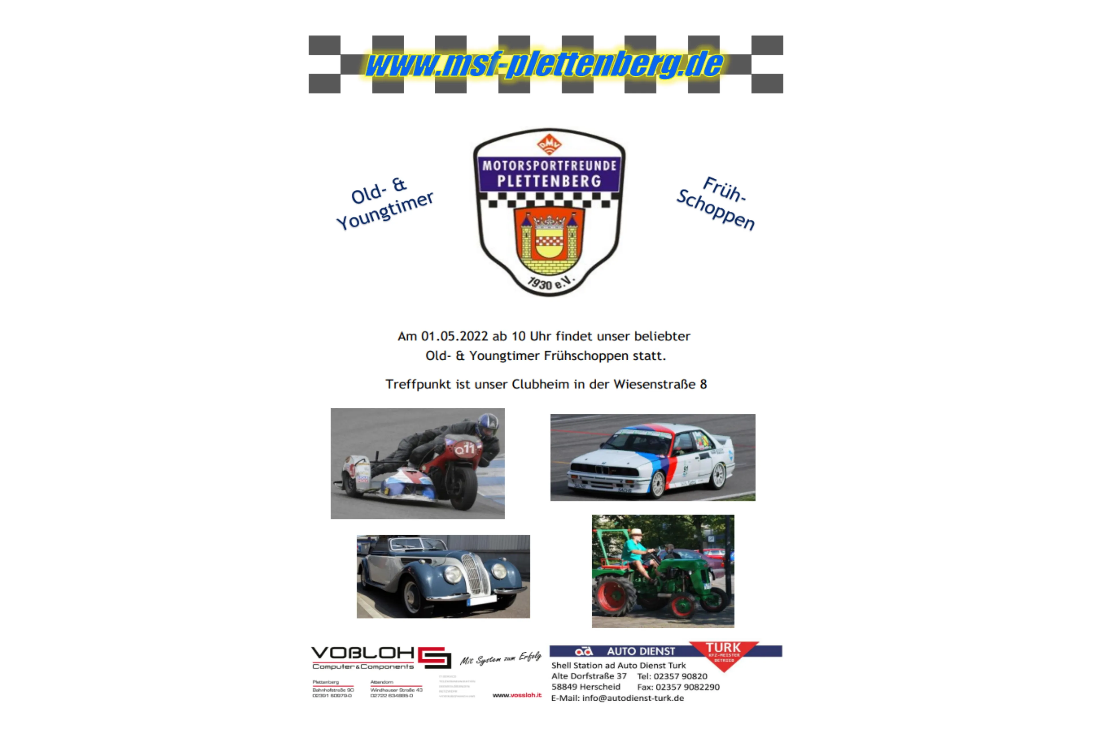 Flyer zum Oldtimer-Frühschoppen am 01.05.2022