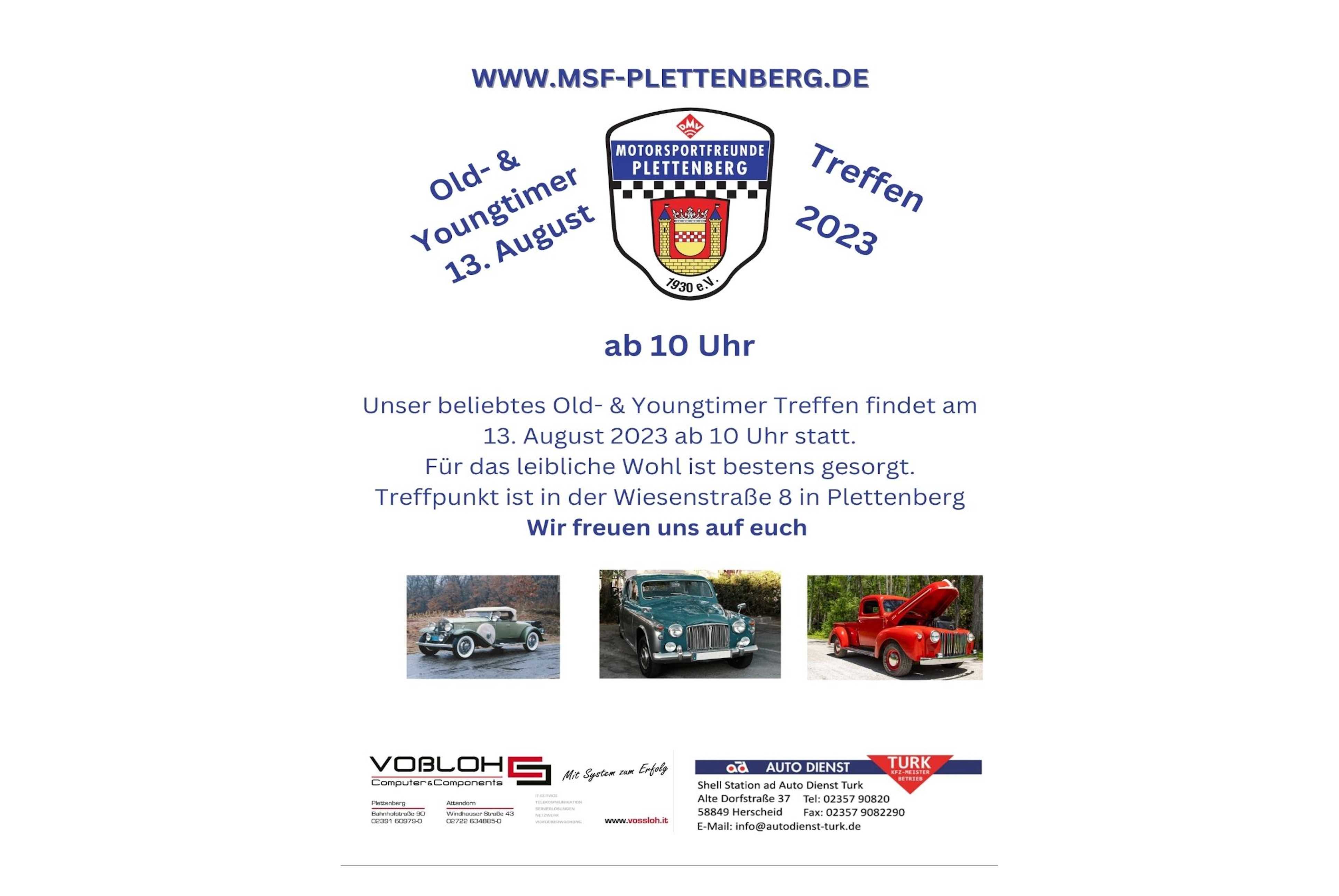 Die MotorSportFreunde Plettenberg laden am 13. August ab 10 Uhr zum nächsten Oldtimer-Treffen am Clubheim ein.