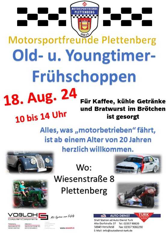 Die MotorSportFreunde Plettenberg laden am 18. August von 10 Uhr bis 14 Uhr zum nächsten Oldtimer-Treffen am Clubheim in der Wiesenstraße 8 ein.